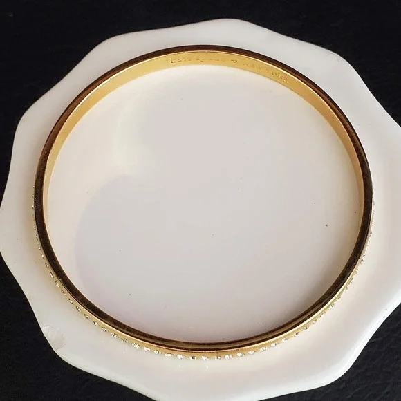 Kate Spade All That Glitters Gold Plate Bangle Bracelet with Crystal Accdents - Picture 3 of 7